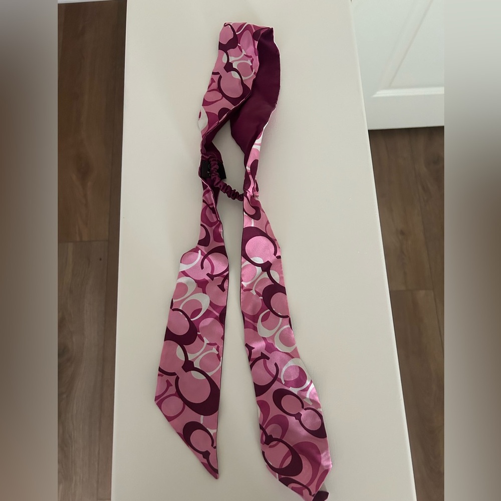 Coach Pink and burgundy Hair Scarf